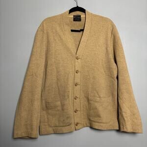 Vintage 50s/60s Towncraft 100% Virgin Wool Cardigan Sweater Tan Antique Rogers